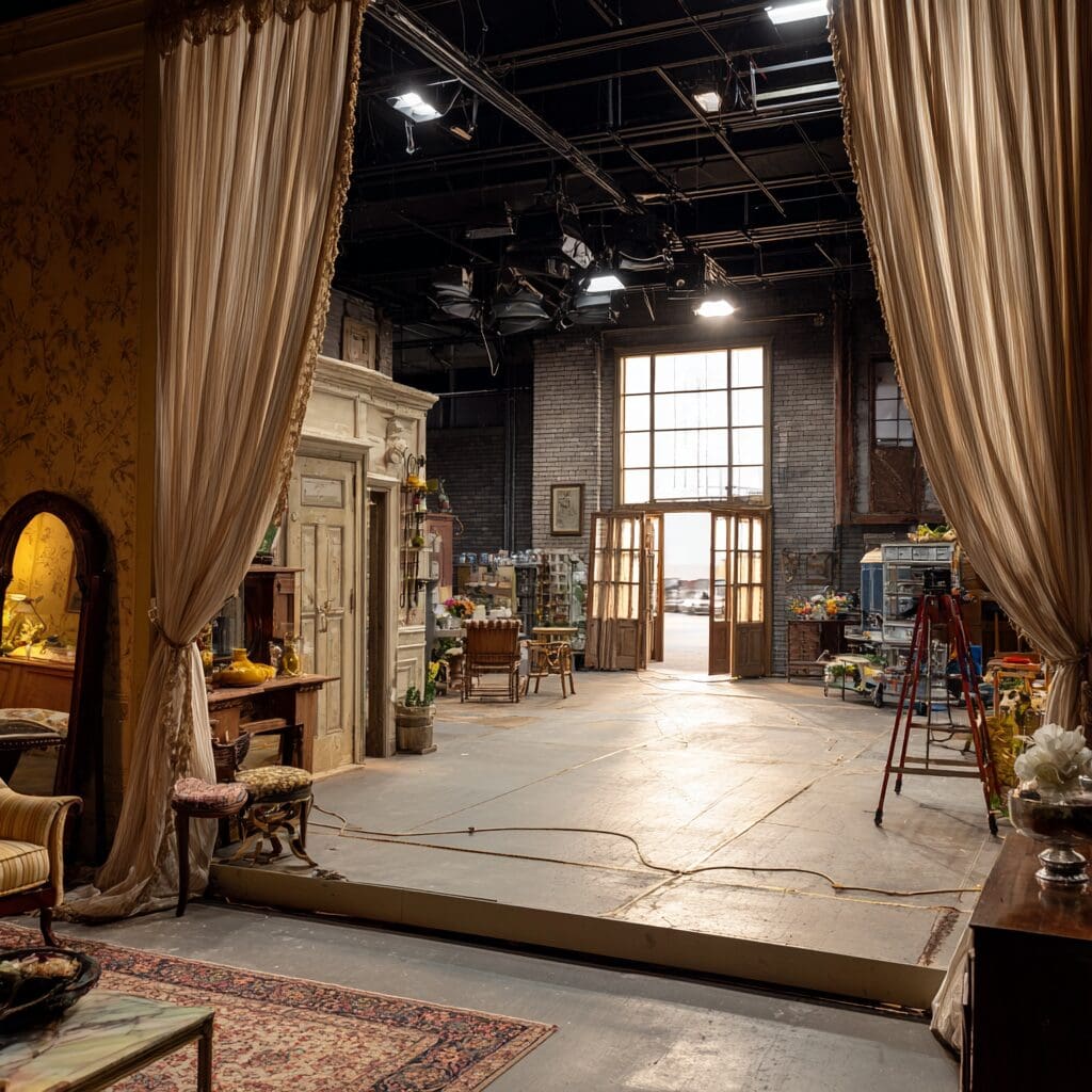  Behind the scenes at a Maison Novelle campaign in a historic home, showing set details that support the brand story.